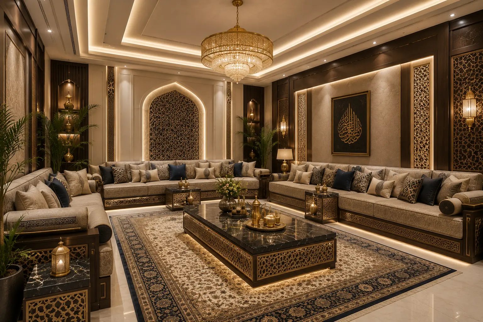 تصميم المجالس العربية الفاخرة: دليلك لإنشاء مجلس يليق بثقافة الضيافة السعودية